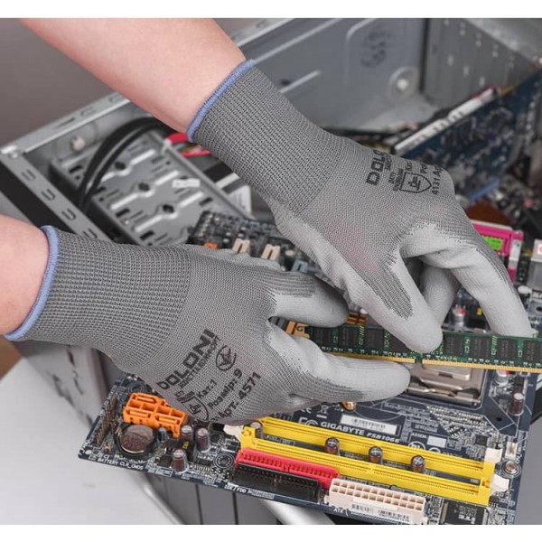 Перчатки рабочие D-FLEX с полиуретановым покрытием серый Doloni 4572