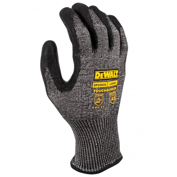 Перчатки рабочие с ПУ покрытием чувствительны к сенсорному экрану DeWALT DPG860L