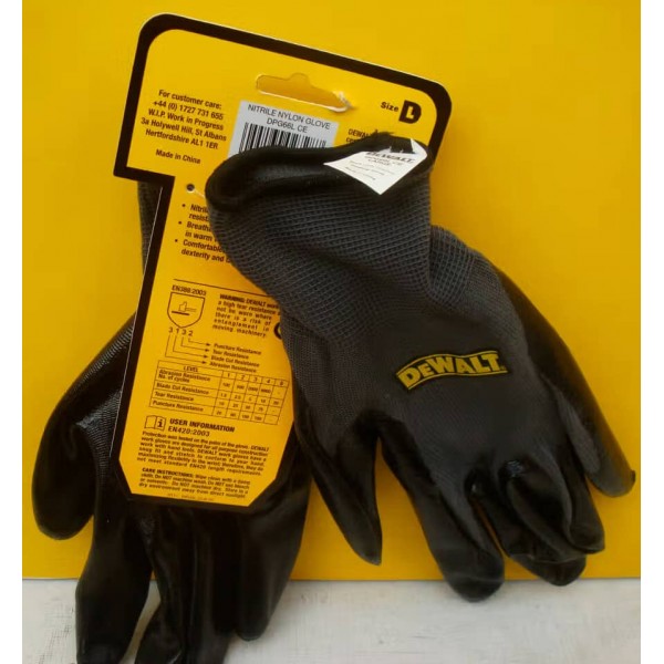 Перчатки рабочие с нитриловым покрытием Ultradex DeWALT DPG66L