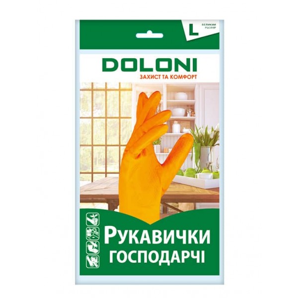 Перчатки защитные хозяйственные D-Clean латексные Doloni 4546 Перчатки защитные хозяйственные D-Clean латексные Doloni 4546